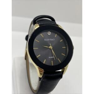 Gold Tone Genuine Diamond Strap Watch New Battery!